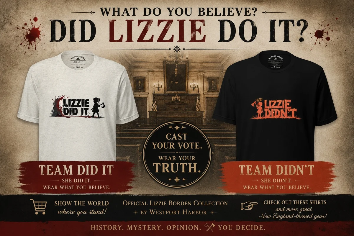 Lizzie Did It or Lizzie Didn’t shirts from Westport Harbor